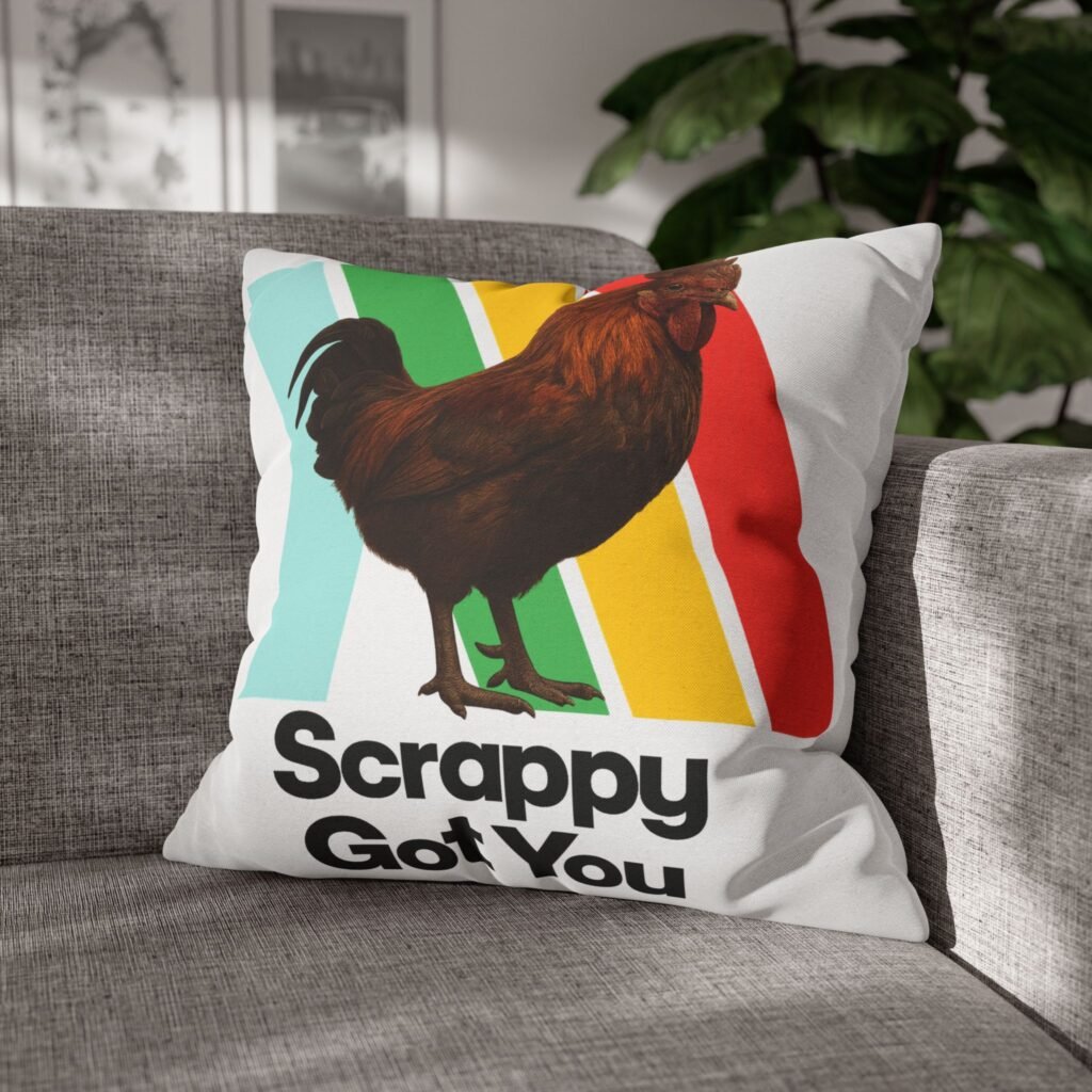 scrappy got you pillowcase | arc raiders inspired scrappy the rooster, with arc heart on reverse, gamer room decor, streamer gift