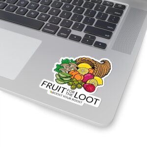 fruit for the loot sticker | arc raiders inspired cornucopia kiss cut decal, scrappy feeding boost, boost your roost gamer sticker