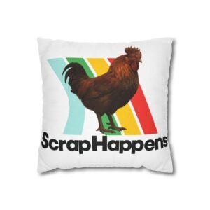 scrap happens pillowcase | arc raiders inspired scrappy the rooster, with arc heart on reverse, gamer room decor, streamer gift