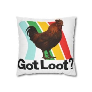 got loot? pillowcase | arc raiders inspired scrappy the rooster, with arc heart on reverse, gamer room decor, streamer gift
